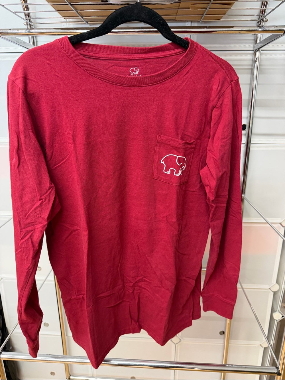 Ivory Ella Long-Sleeve Pocket Tee in Red